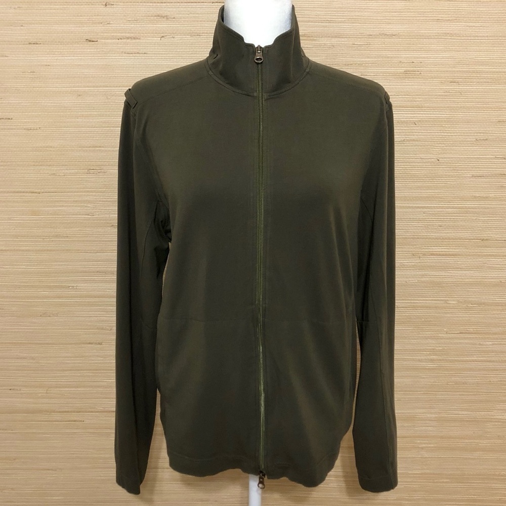 Theory Olive Green Mock Neck Lightweight Long Sleeve Zip Up Jacket Size Large